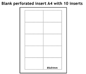 Perforiertes A4 Blatt mit 10 Einsteckern für Plastikhüllen