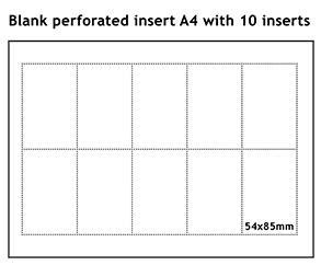 Perforiertes A4 Blatt mit 10 Einlagen für Plastikhüllen